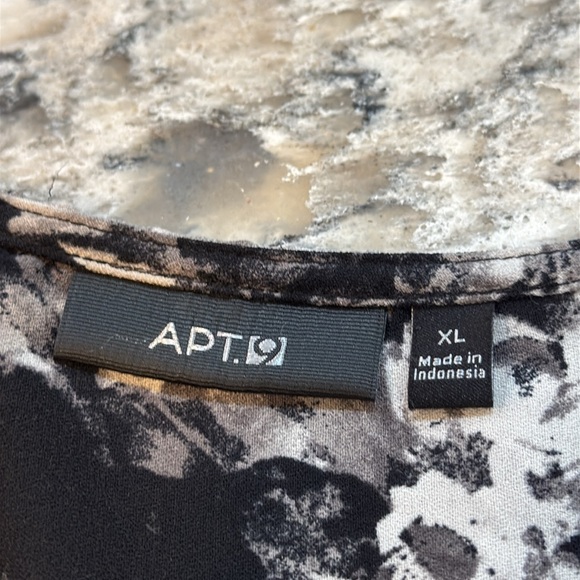 Apt 9 | Floral Long Sleeve Blouse in Black & White Size XL - Picture 5 of 11